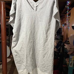 Gray V-Neck Beach Cover Up